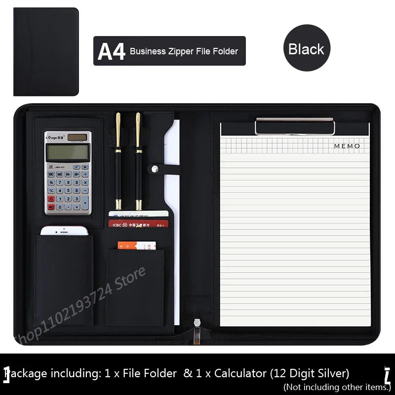 ELMAS A4 Leather Executive Zippered Portfolio Folder - Al Masam Stationery LLC