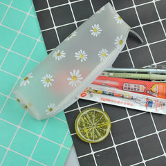 ELMAS Kawaii Daisy Transparent Pencil Case for Students