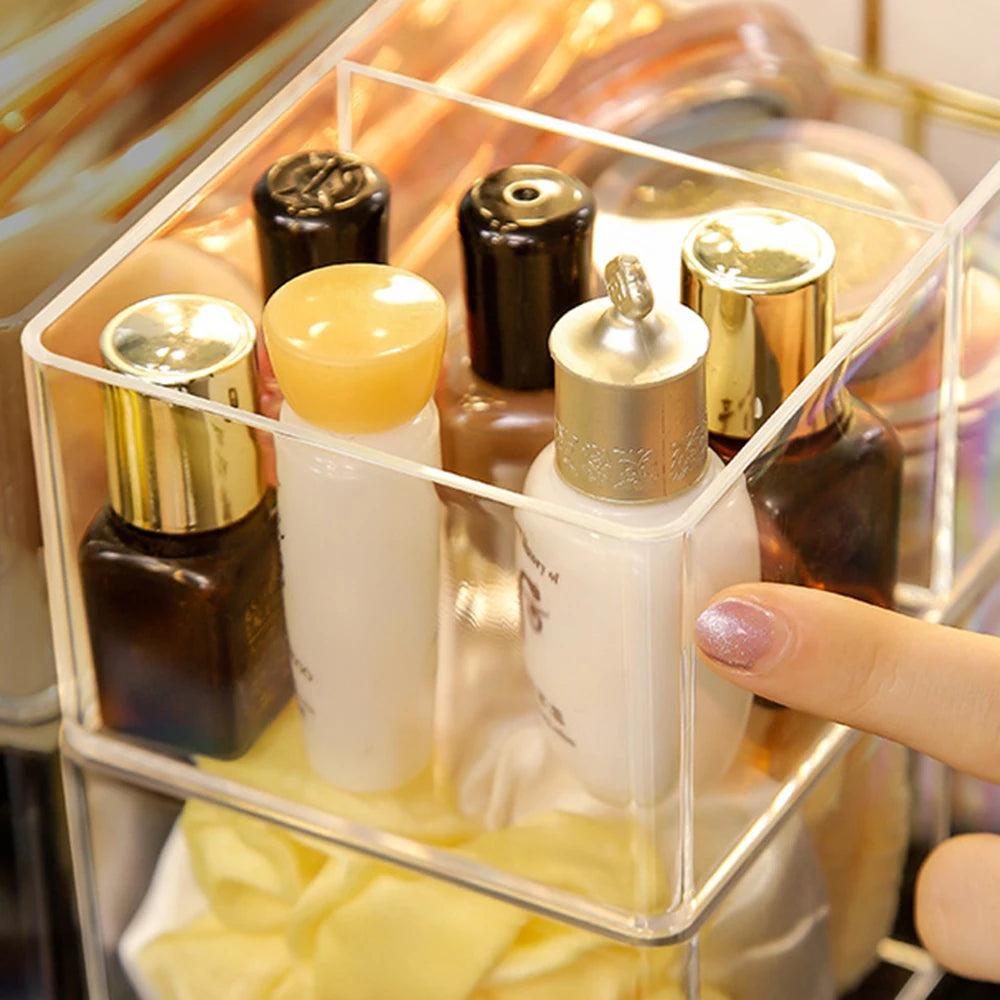 ELMAS Clear Acrylic Makeup Layered Storage Box Compartment - Al Masam Stationery LLC