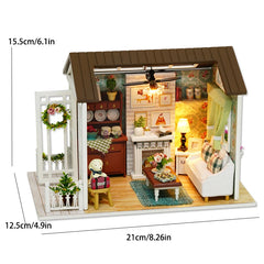 ELMAS Creative Kitten Mini Wooden Dollhouse Building Kit