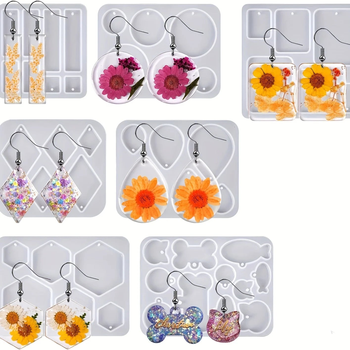 ELMAS DIY Square Earrings Molds for Crystal Jewelry Making - Al Masam Stationery LLC