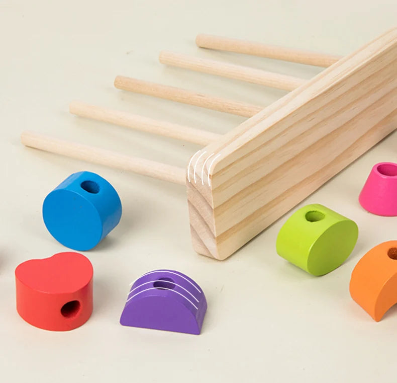 ELMAS Montessori Wooden Beads Sequencing Toy Set Fun - Al Masam Stationery LLC