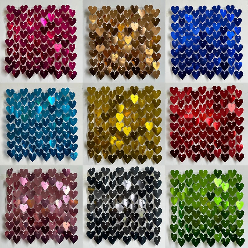 ELMAS 6/12/24Pc Glitter Sequins Heart Panels Backdrops - Al Masam Stationery LLC