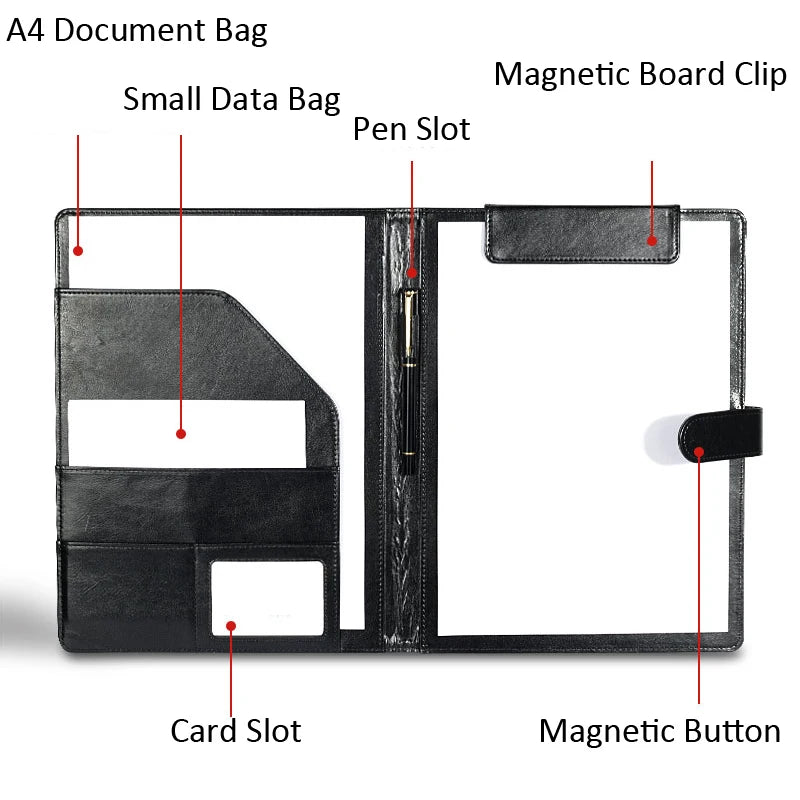 ELMAS Executive A4 Leather Portfolio Clipboard Holder - Al Masam Stationery LLC