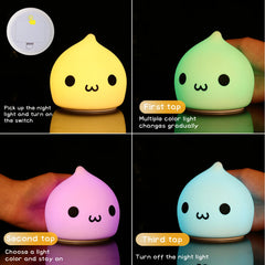 ELMAS Adorable Cat Night Light - 7-Color Touch Lamp