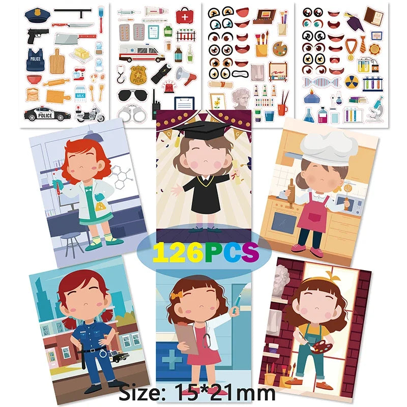 ELMAS Cute Cartoon Face Puzzle DIY Sticker Book Set - Al Masam Stationery LLC