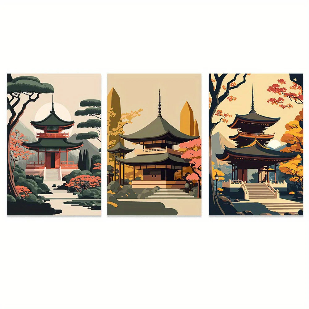 ELMAS Elegant Japanese Landscape Canvas Art Set - Al Masam Stationery LLC
