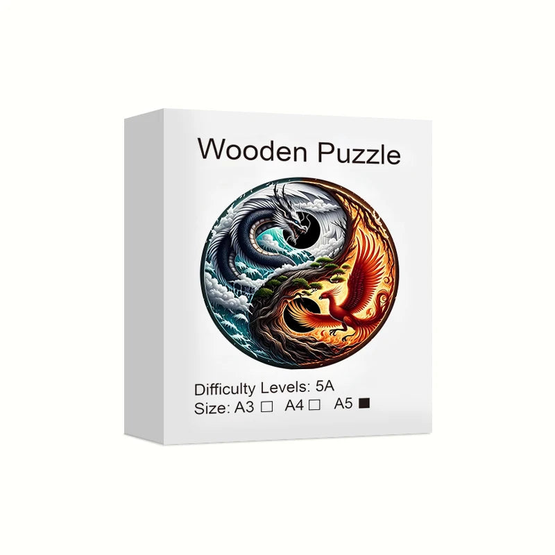 ELMAS Dragon and Phoenix Theme Wooden Puzzle Gift - Al Masam Stationery LLC