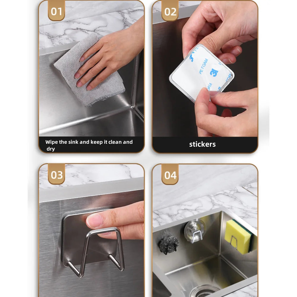 ELMAS Kitchen Stainless Steel Sink Sponges Holder Rack - Al Masam Stationery LLC