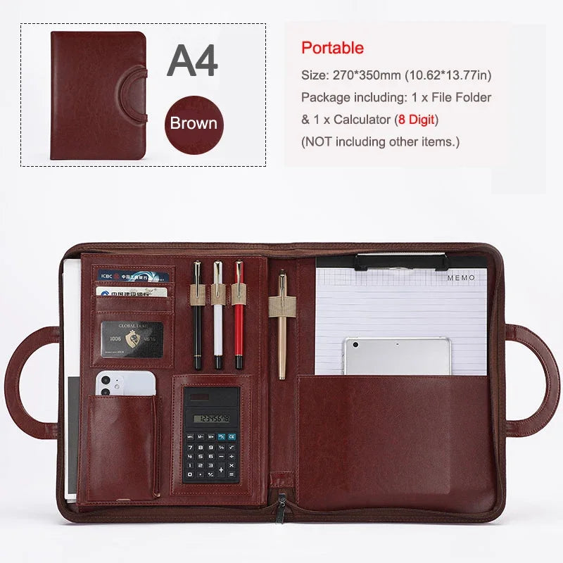ELMAS Stylish A4 Leather Portfolio Organizer for Professionals - Al Masam Stationery LLC