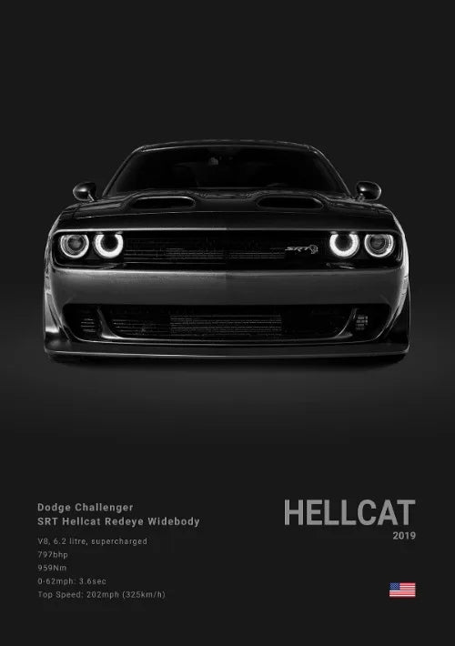 ELMAS Dodge Challenger SRT Hellcat Redeye Canvas Art - Al Masam Stationery LLC
