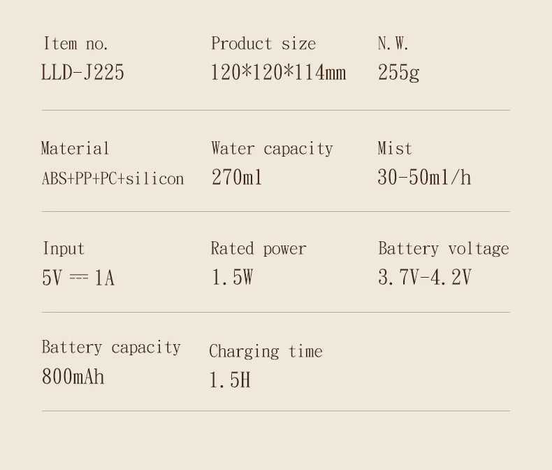 ELMAS 270ML USB Rechargeable Air Humidifier With LED Light - Al Masam Stationery LLC