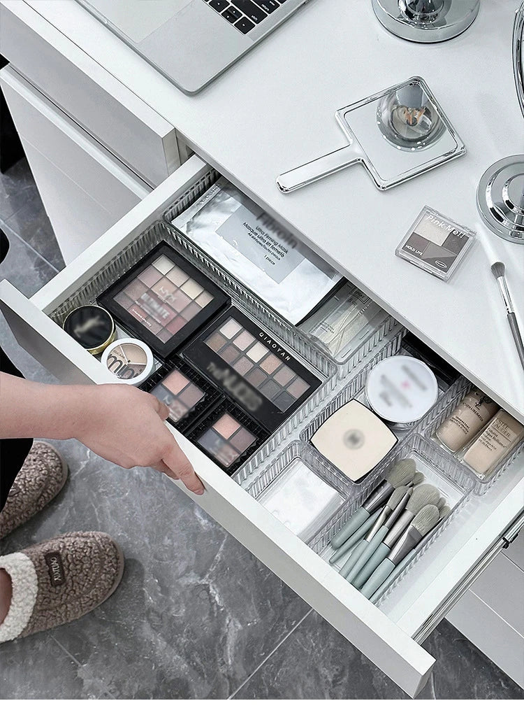 ELMAS 4/7PCS Acrylic Desk Drawer Organizers Set Clear - Al Masam Stationery LLC