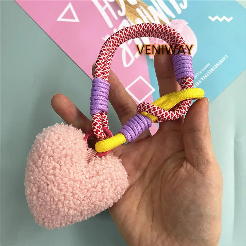 ELMAS Heart Plush Keychain with Colorful Lanyard - Al Masam Stationery LLC