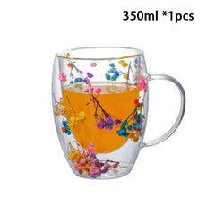 ELMAS Stylish Double Wall Glass Cups - Heat Resistant Set