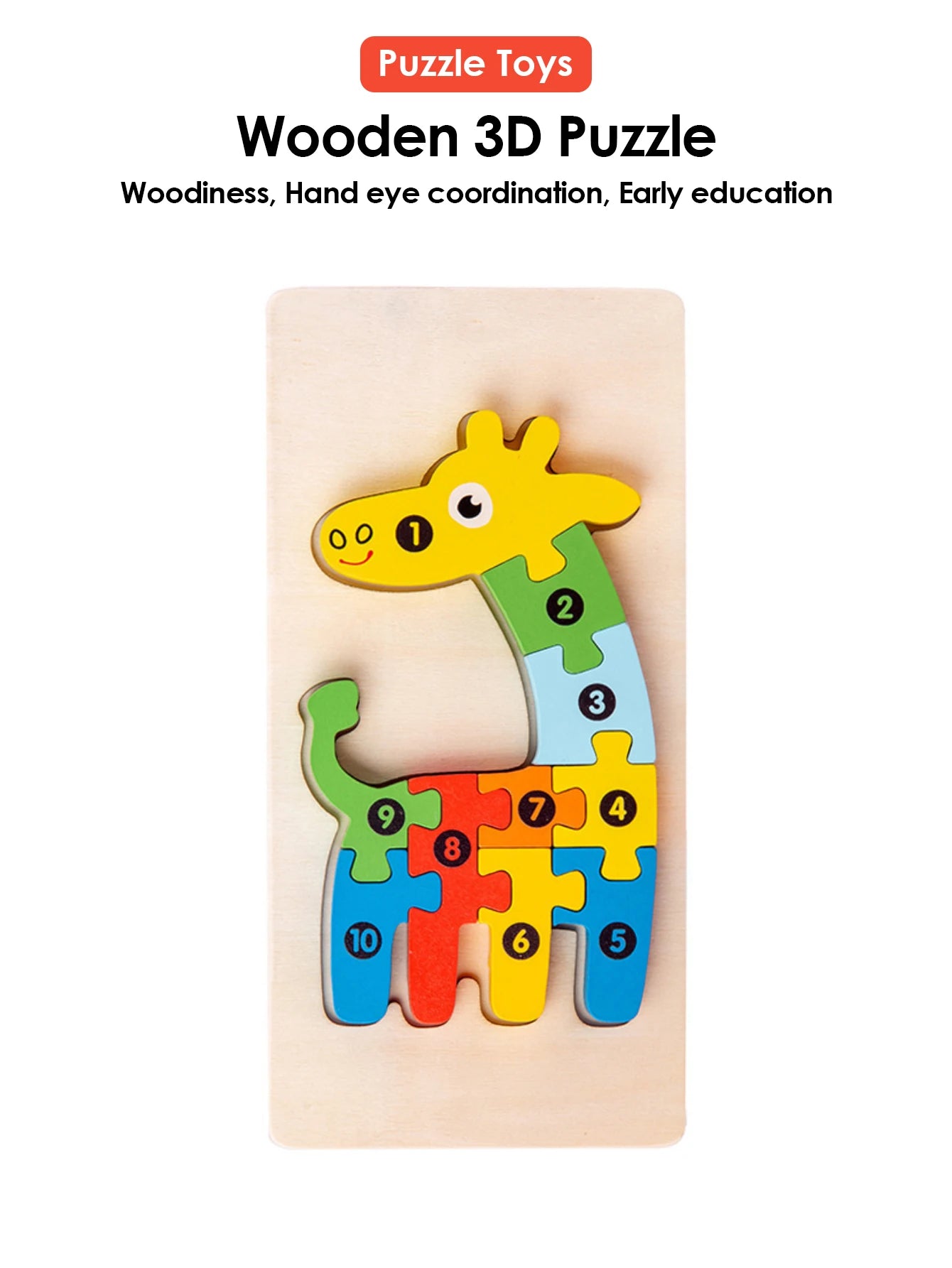 ELMAS 3D Wooden Puzzles Educational Cartoon Animals Toys - Al Masam Stationery LLC