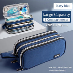 ELMAS Stylish Blue Large Capacity Pencil Case for Students