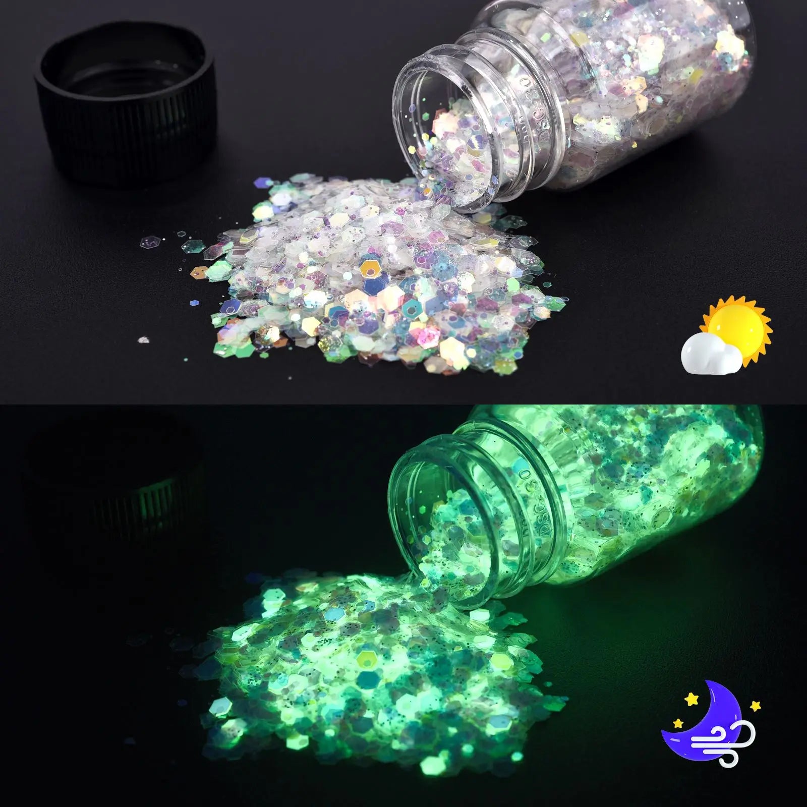 ELMAS Glow-in-the-Dark Glittering Hexagon Resin Pigment - Al Masam Stationery LLC