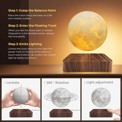 ELMAS Floating Luna Night Light - 3 Color Modes Decor - Al Masam Stationery LLC