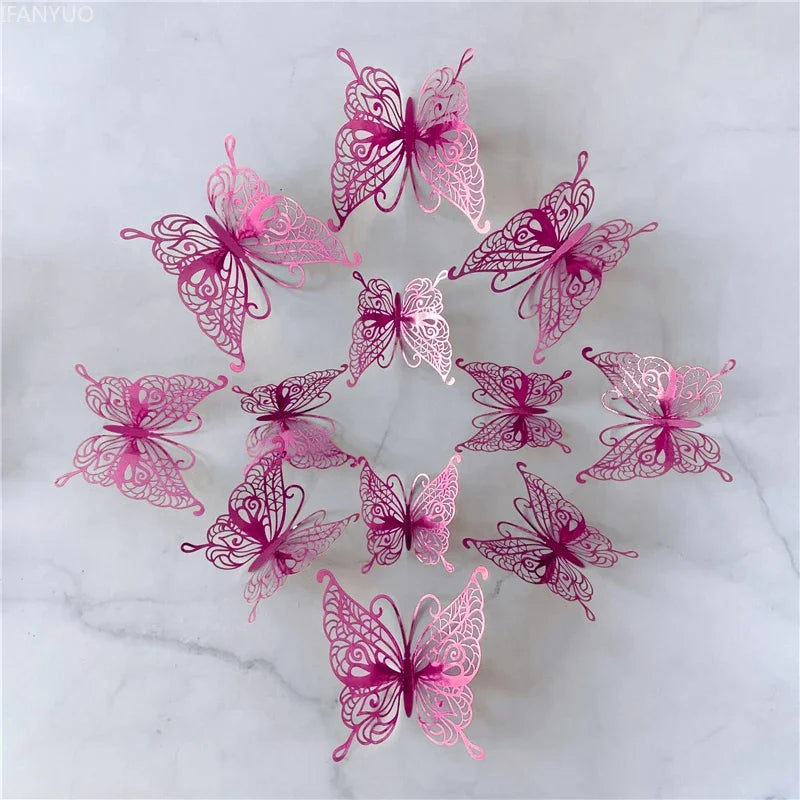 ELMAS 12Pcs 3D Butterfly Wall Stickers Home Decor Set - Al Masam Stationery LLC