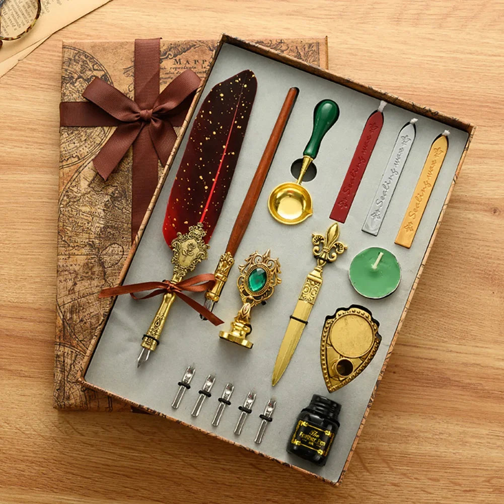 ELMAS Retro Feather Pen Writing Ink Set for DIY Crafts - Al Masam Stationery LLC