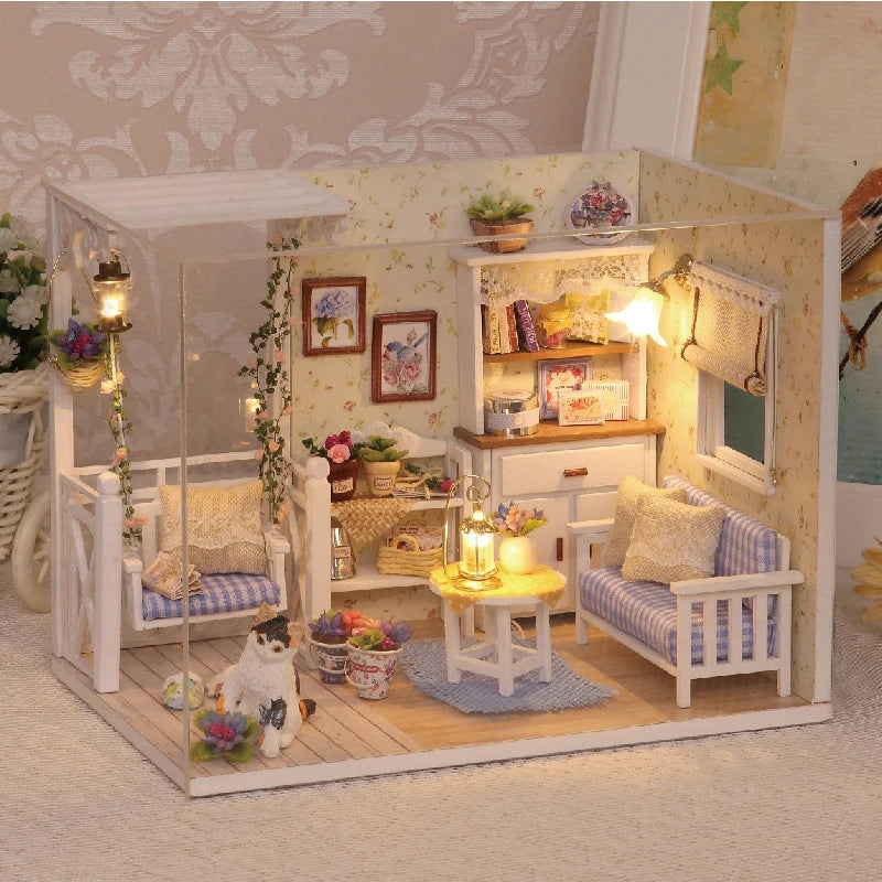 ELMAS Creative Kitten Mini Wooden Dollhouse Building Kit - Al Masam Stationery LLC