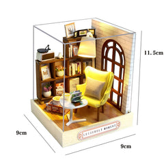 ELMAS Enchanting Mini Wooden Dollhouse Kit with Lights