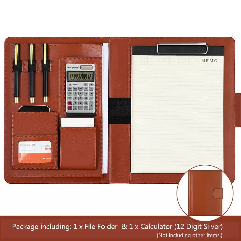 ELMAS Stylish Leather A4 Conference Portfolio Folder - Al Masam Stationery LLC