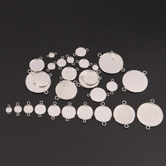 ELMAS 10pcs Stainless Steel Blank Cabochon Base Tray Set