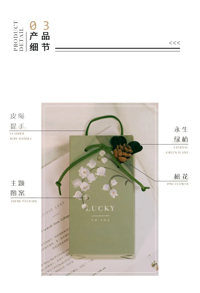 ELMAS Elegant Square Gift Bags With Artificial Flower - Al Masam Stationery LLC