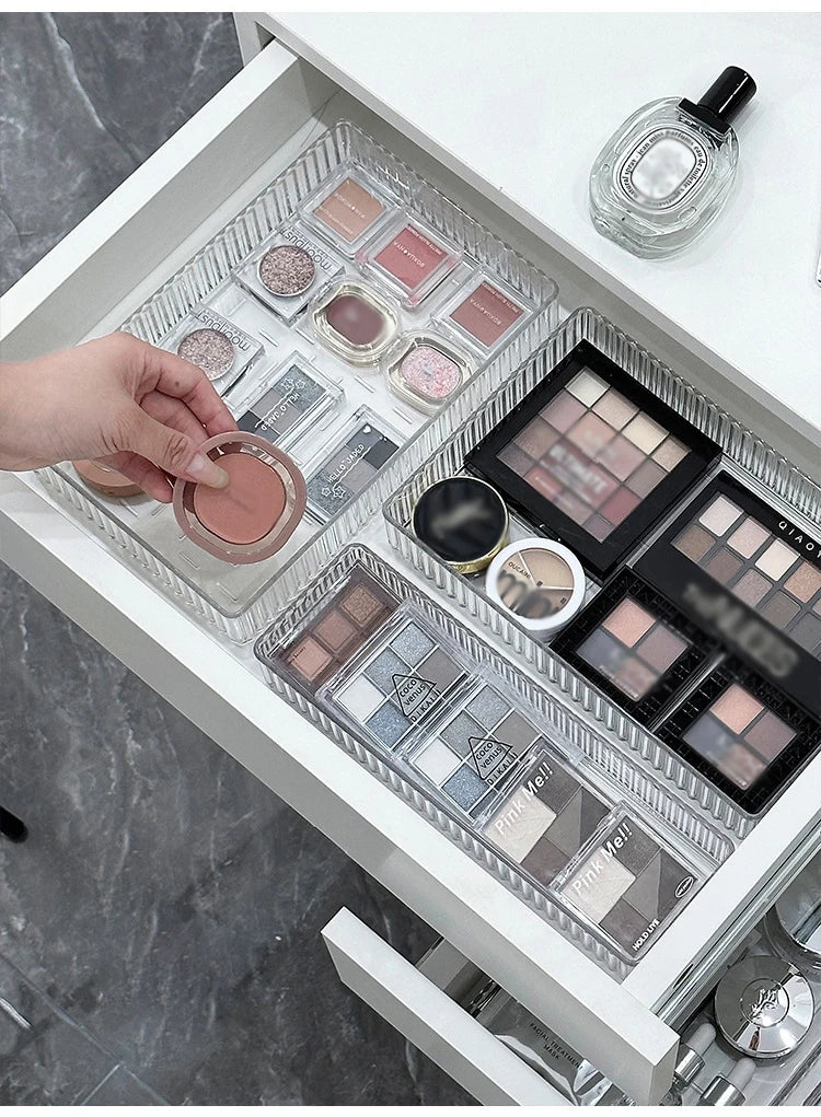 ELMAS 4/7PCS Acrylic Desk Drawer Organizers Set Clear - Al Masam Stationery LLC