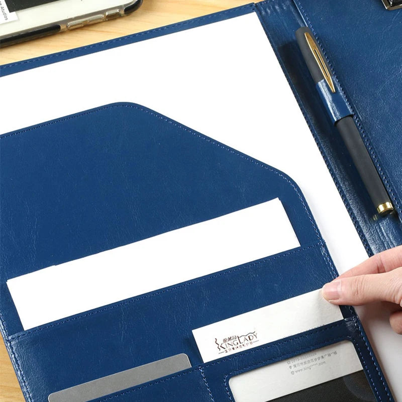 ELMAS Executive Black Leather Padfolio Organizer - Al Masam Stationery LLC