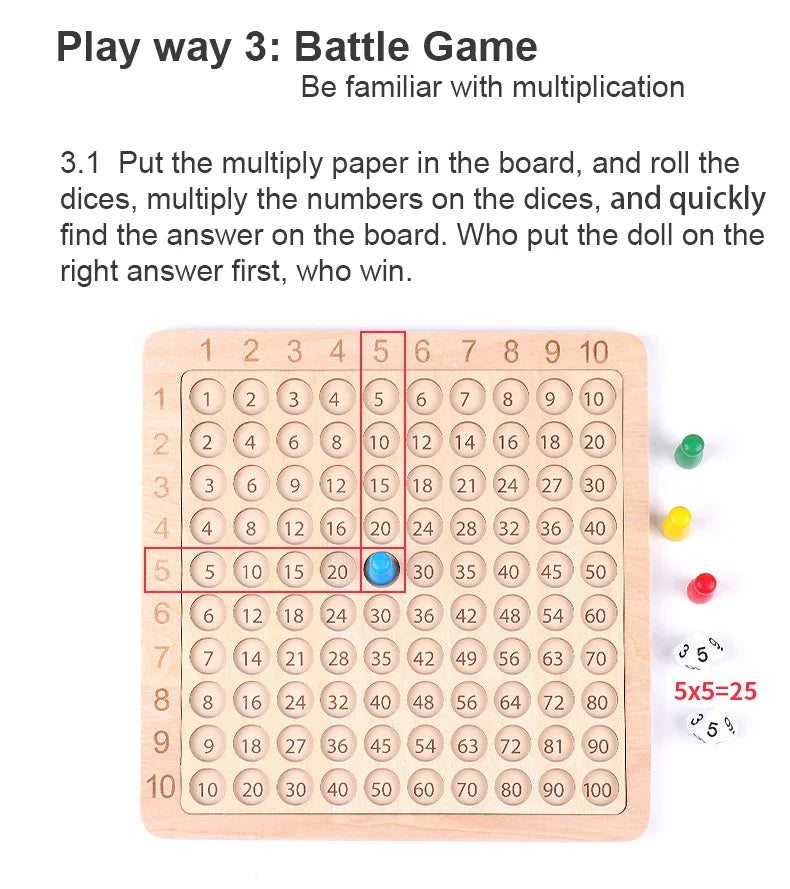 ELMAS - 99 Multiplication Board Game for Kids Learning - Al Masam Stationery LLC