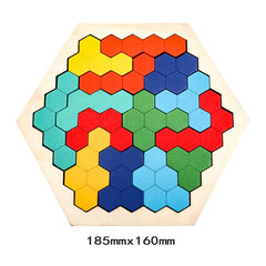 ELMAS Wooden Hexagon Puzzle Montessori Brain Teaser Toy