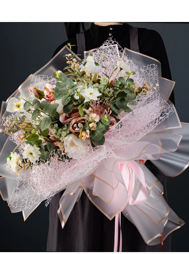 ELMAS Elegant Flower Wraps with Golden Edges - 10 Sheets - Al Masam Stationery LLC