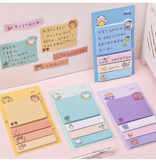 ELMAS Cute Kawaii Animal Sticky Notes & Memo Pad Set