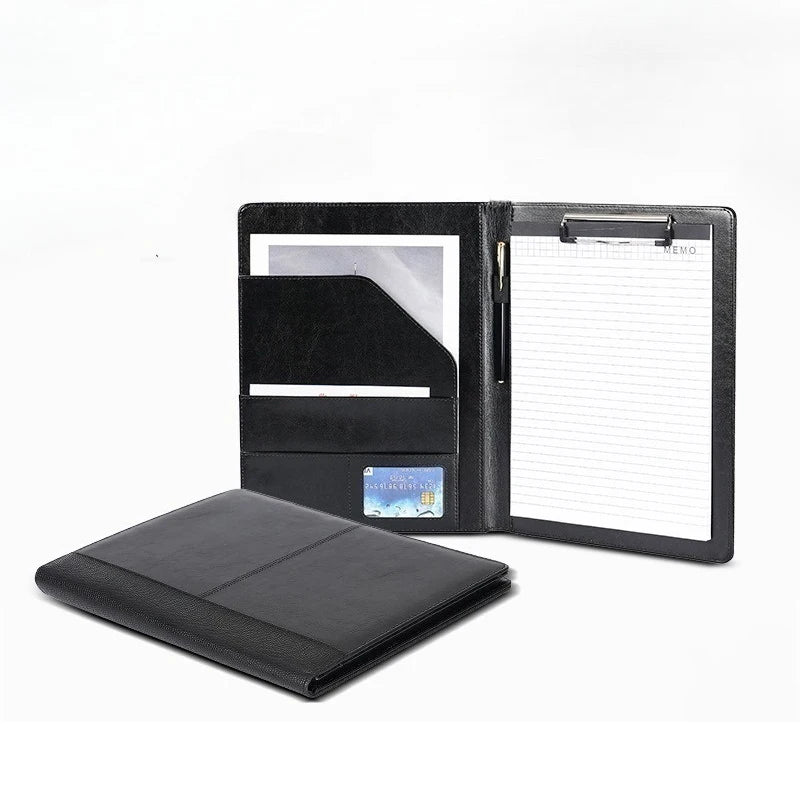 ELMAS Premium Leather A4 Portfolio Organizer - Black - Al Masam Stationery LLC
