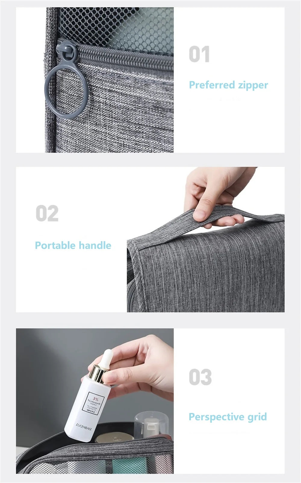 ELMAS Portable Toiletry Washbag with Hook Waterproof - Al Masam Stationery LLC