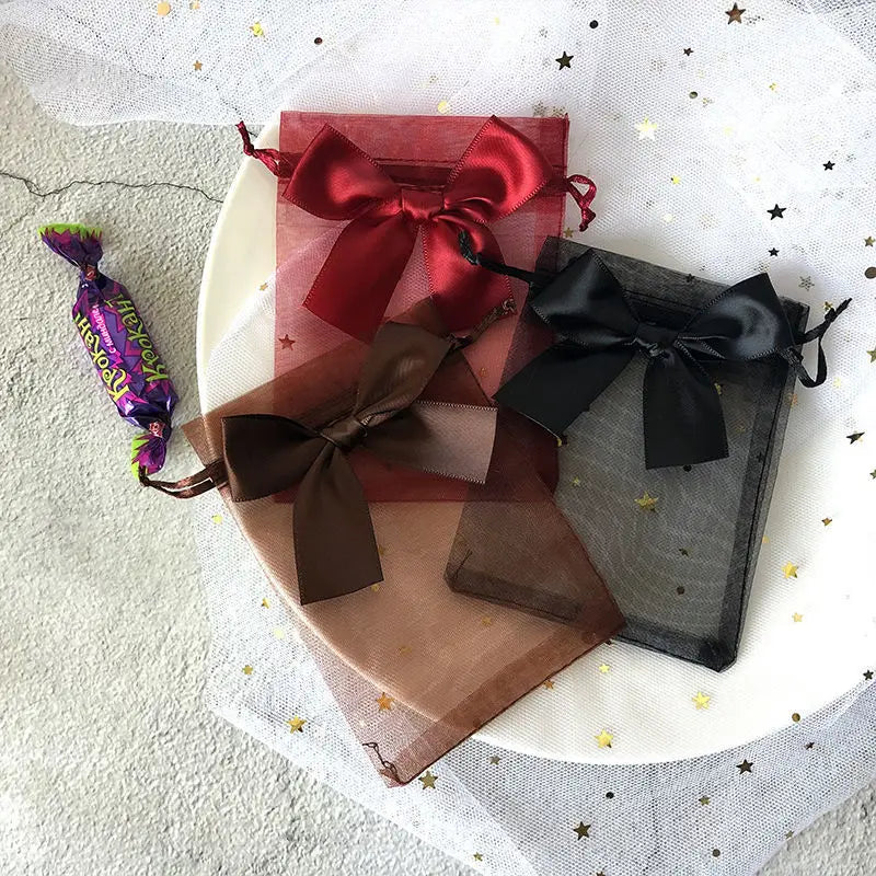 ELMAS 50/100Pcs Multicolor Organza Bags With Bow - Al Masam Stationery LLC