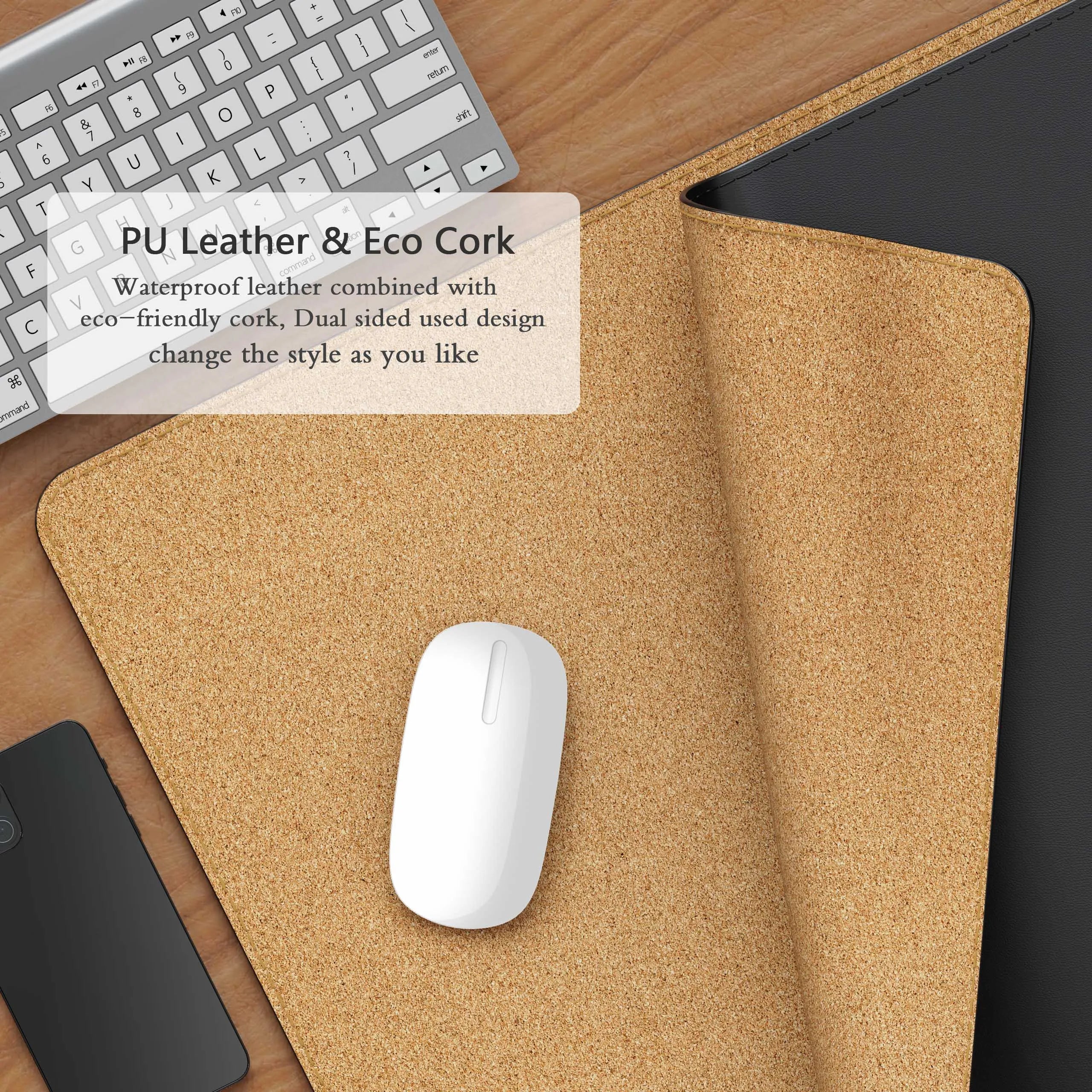 ELMAS Premium Dual-Sided Cork & Leather Mouse Pad - Al Masam Stationery LLC