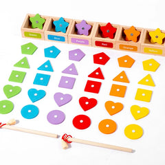 ELMAS Children's Wooden Magnetic Shape Classification Toy