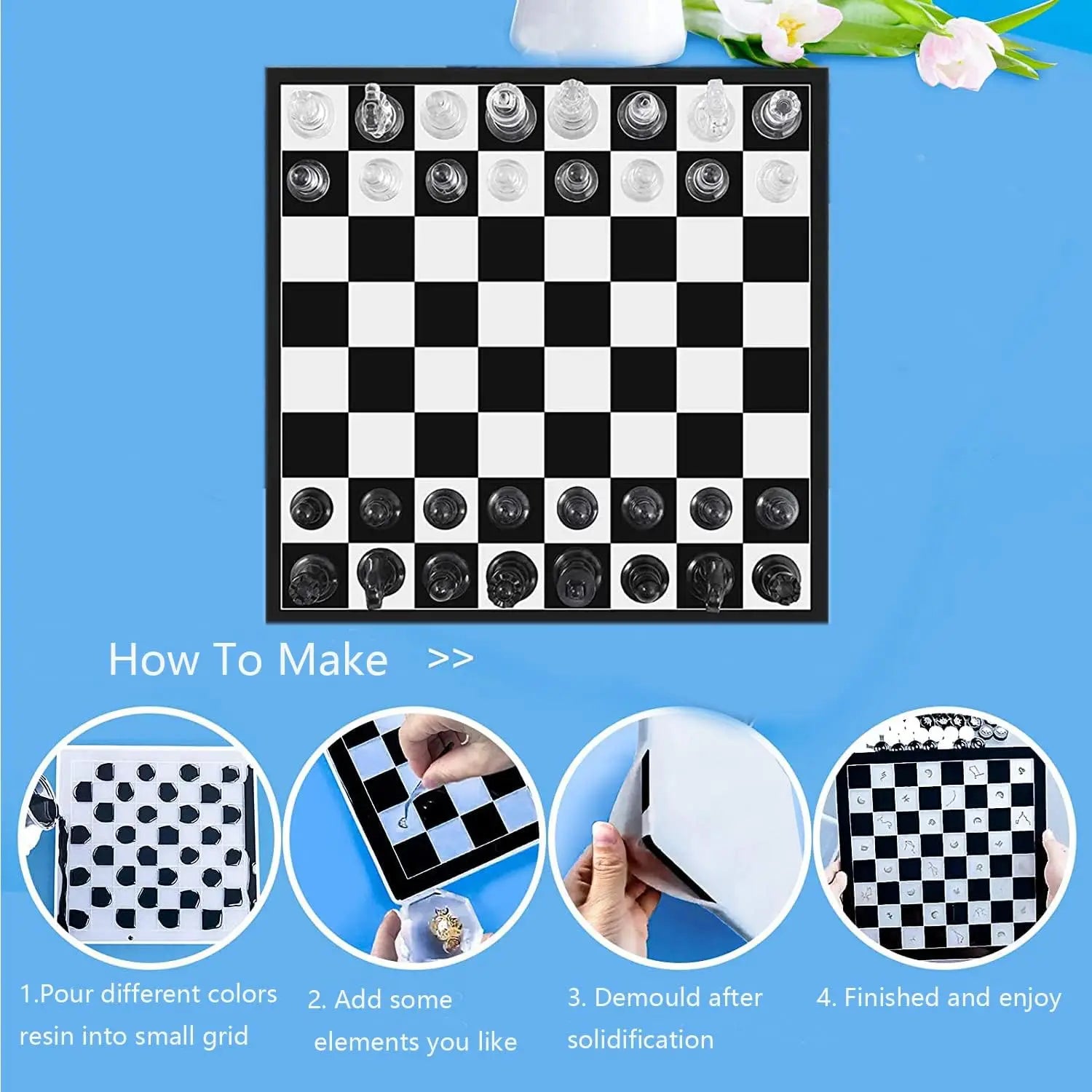 ELMAS 3D Silicone Resin Chess Set Mold & Board Molds - Al Masam Stationery LLC
