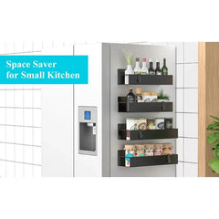 ELMAS Magnetic Fridge Shelf Spice Storage Rack Black Iron - Al Masam Stationery LLC