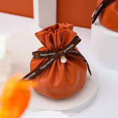 ELMAS Shrinked Leather Candy Bag Wedding Favors Gifts - Al Masam Stationery LLC