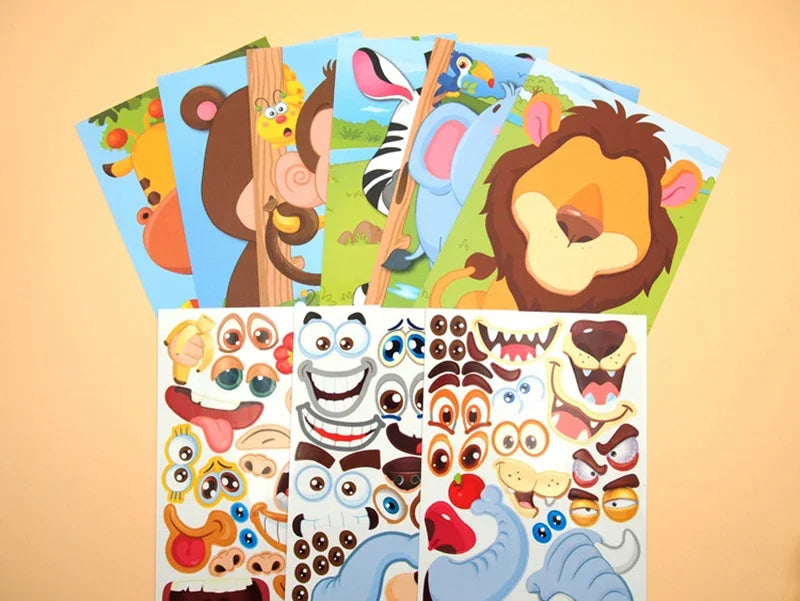 ELMAS Cute Cartoon Face Puzzle DIY Sticker Book Set - Al Masam Stationery LLC