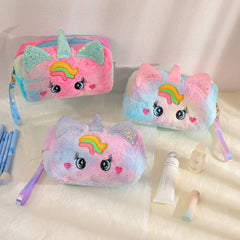 ELMAS Adorable Unicorn Plush Pencil Case for Girls