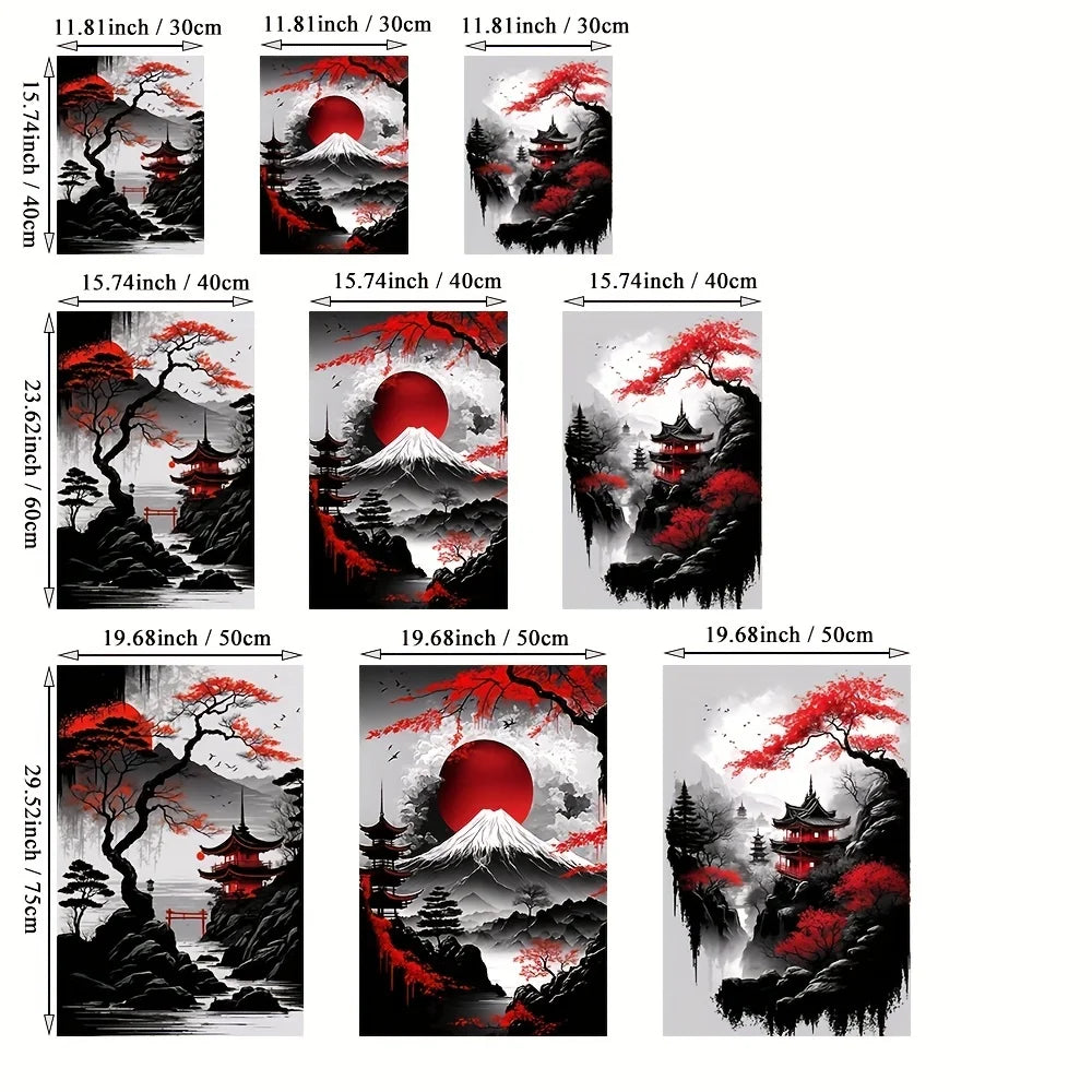 ELMAS Elegant Japanese Landscape Canvas Art Set - Al Masam Stationery LLC