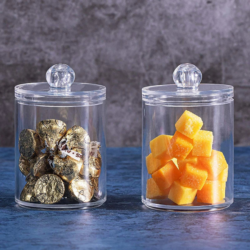 ELMAS Cotton Swab Organizer Bamboo Cover Acrylic Box - Al Masam Stationery LLC