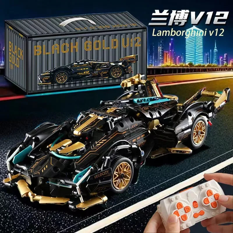 ELMAS 2024 Black V12 Block Roadster RC Tech Racer Toy - Al Masam Stationery LLC