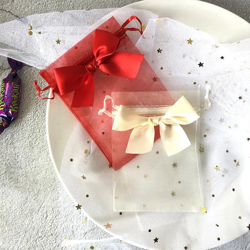 ELMAS 50/100Pcs Multicolor Organza Bags With Bow - Al Masam Stationery LLC